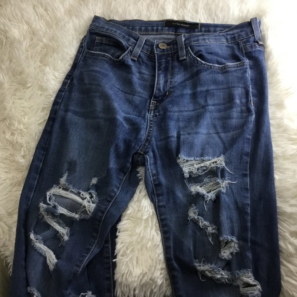 Flying Monkey High Rise Skinny Distressed Jeans - Picture 2 of 3